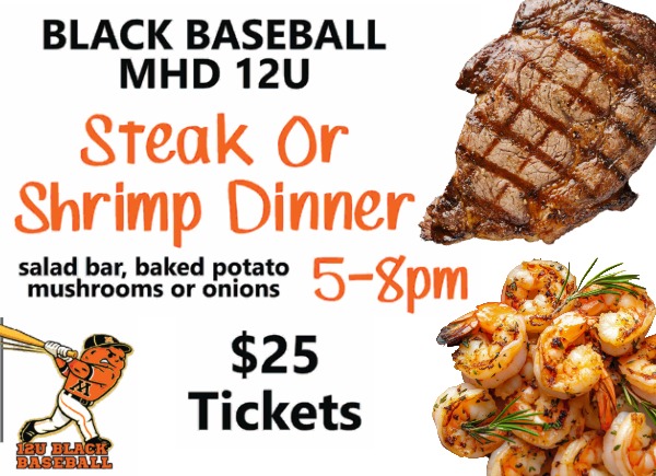 steak or shrimp dinner for moorhead youth baseball